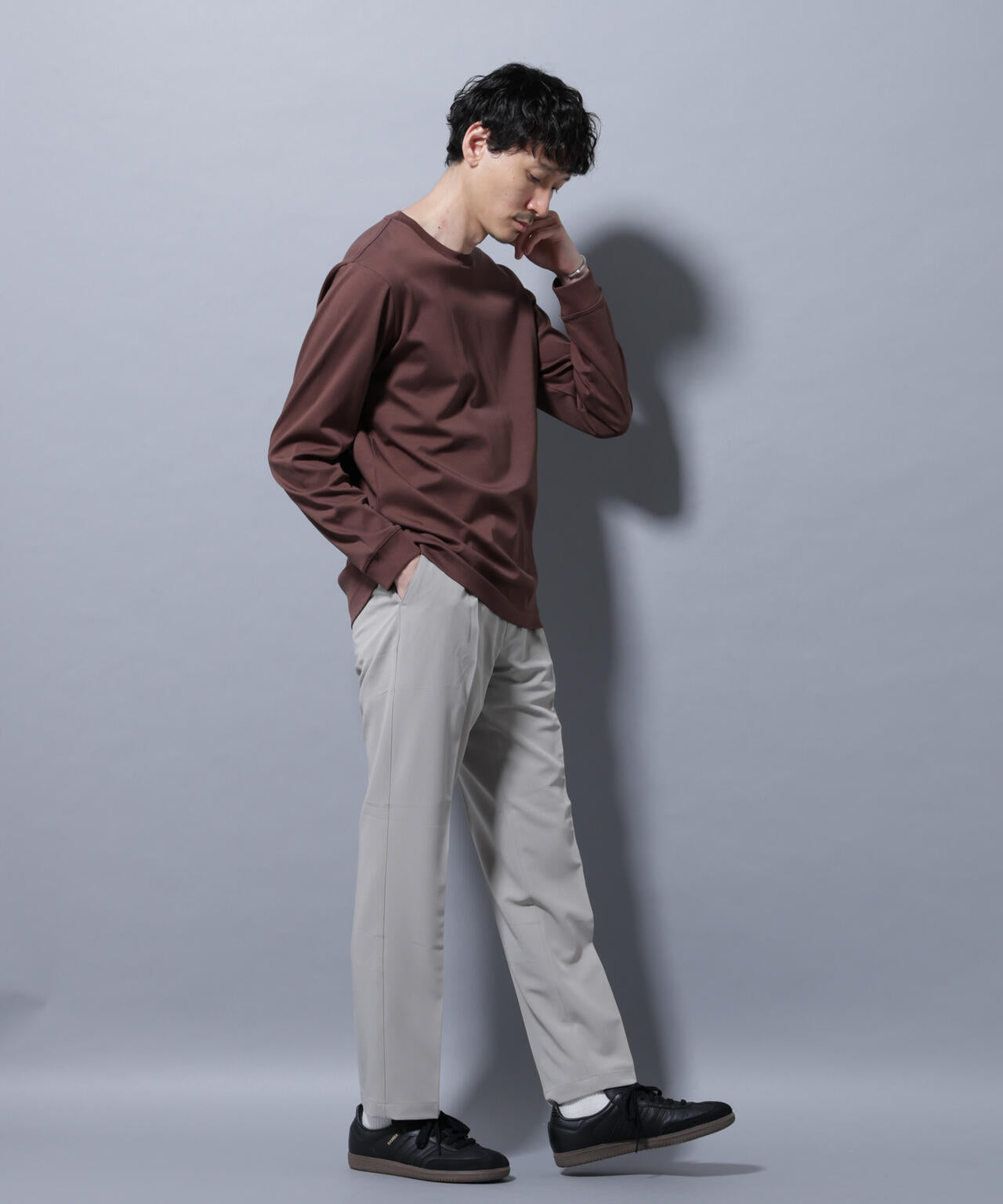 アンチスメルクルーネックTシャツ 長袖 6725223208