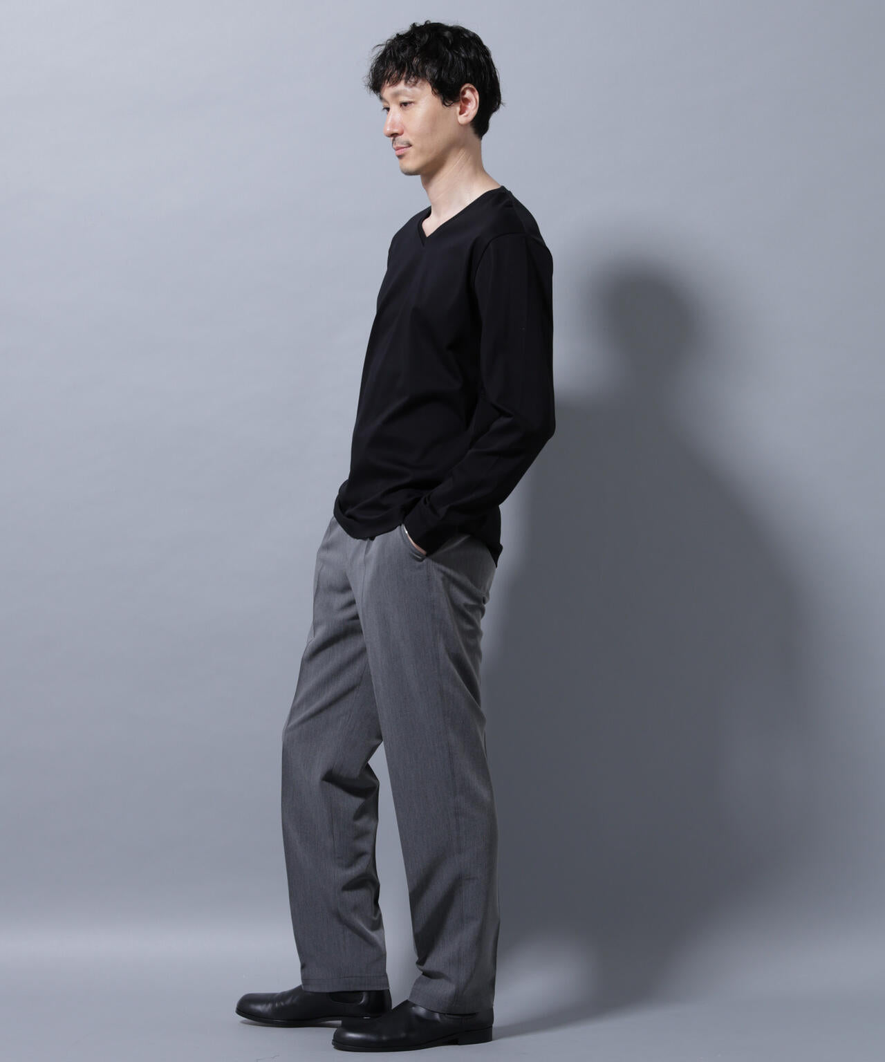 アンチスメルVネックTシャツ 長袖 6725223209