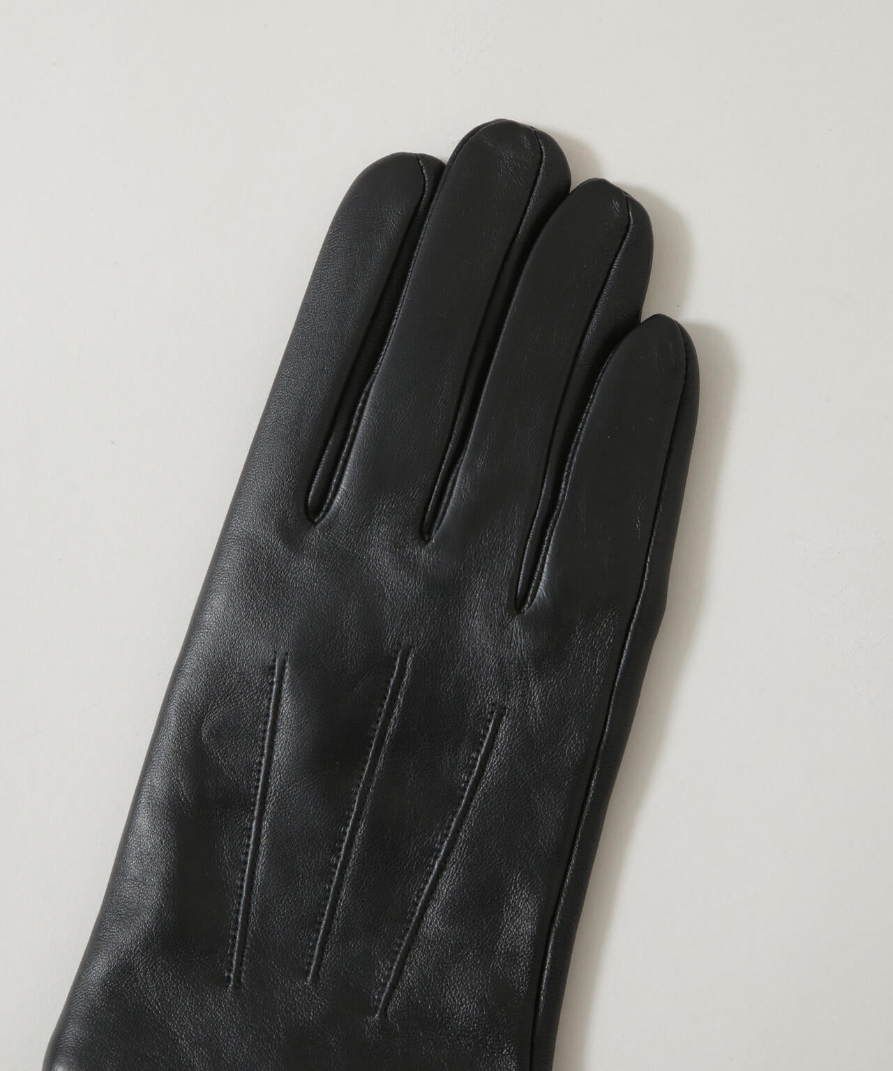 タッチパネル対応 リブ付きラムレザーグローブ