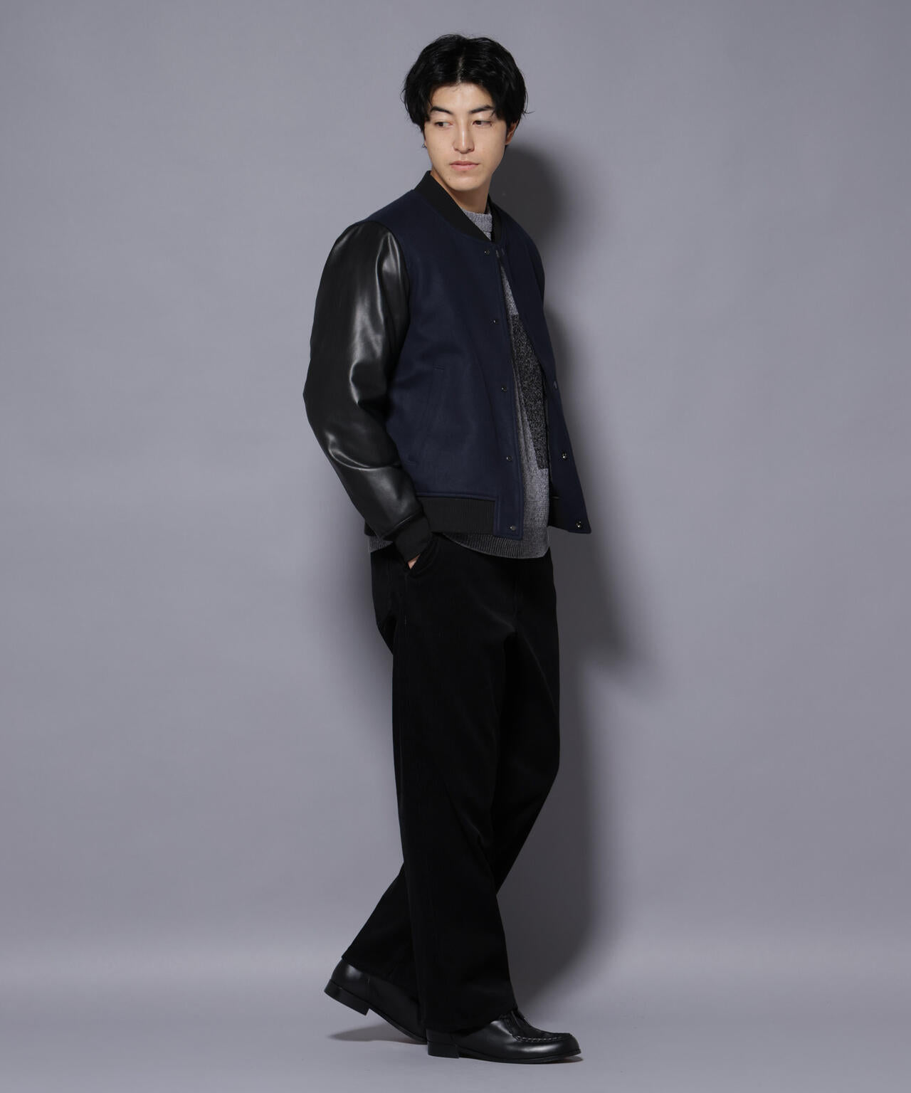 nano・universe ナノ・ユニバース スタジャン レザー ジャケット M フェイクレザースタジャン