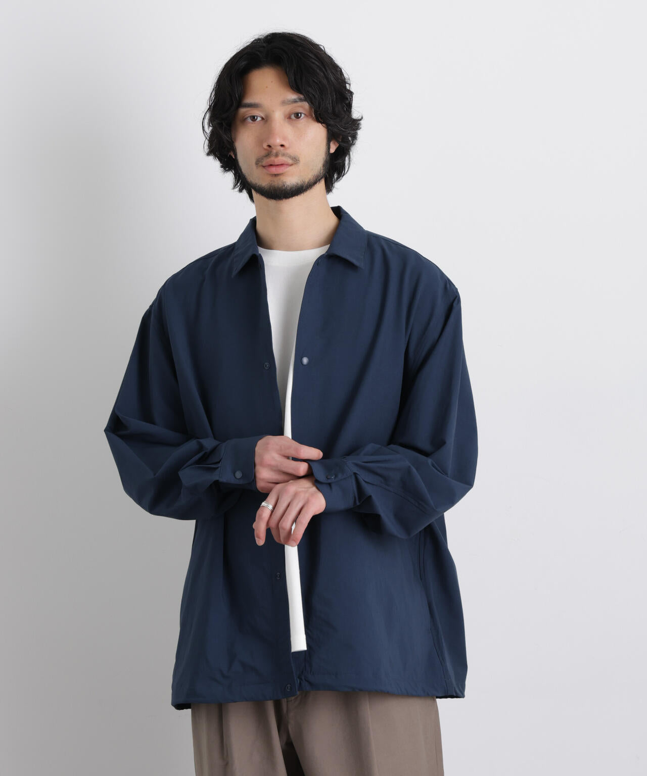 ストレッチワイドシャツブルゾン