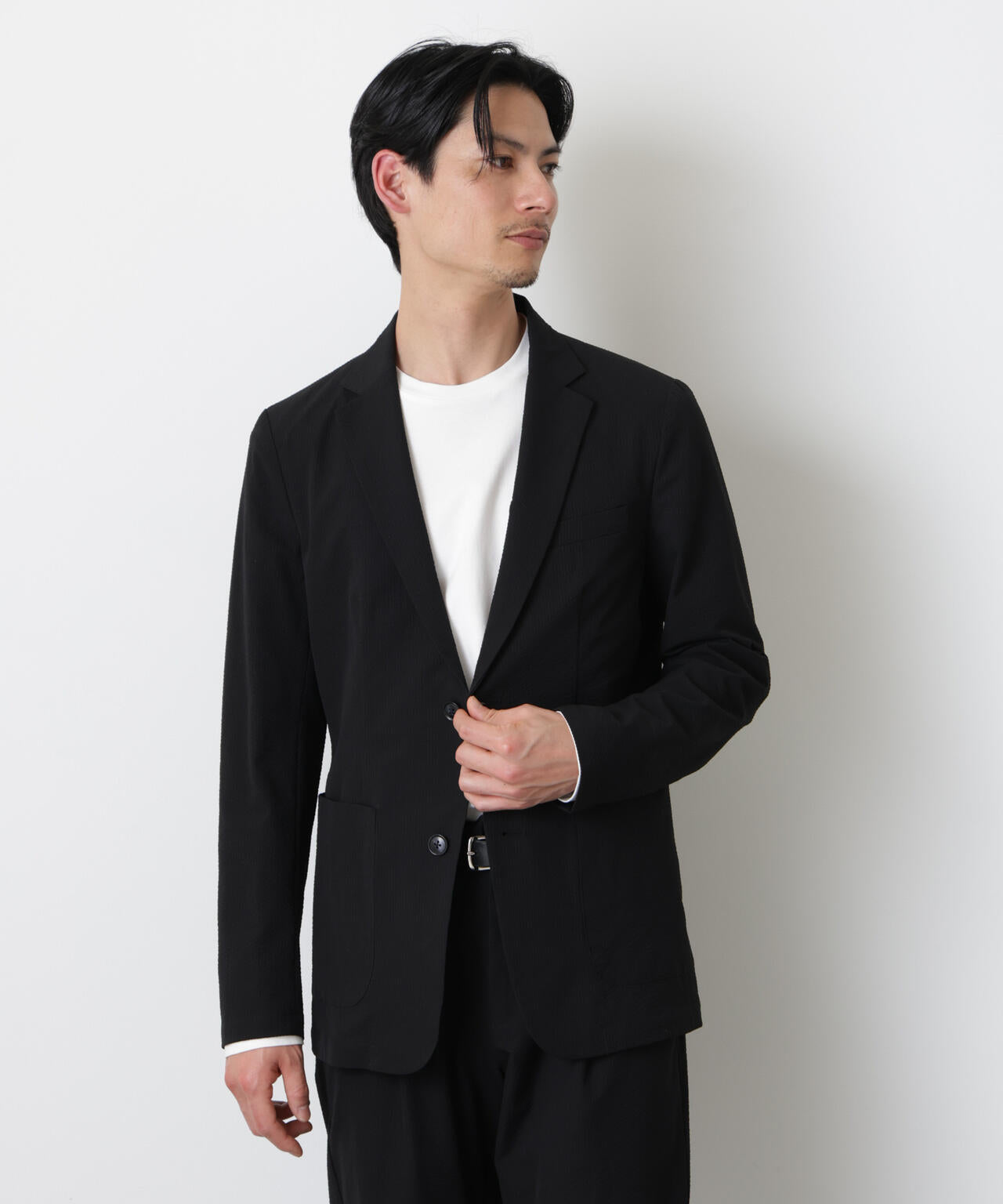 着用1回超美品 ナノ・ライブラリー シアサッカー セットアップ 戸賀敬城 ストレッチサッカーセットアップ（洗濯機洗い可能）