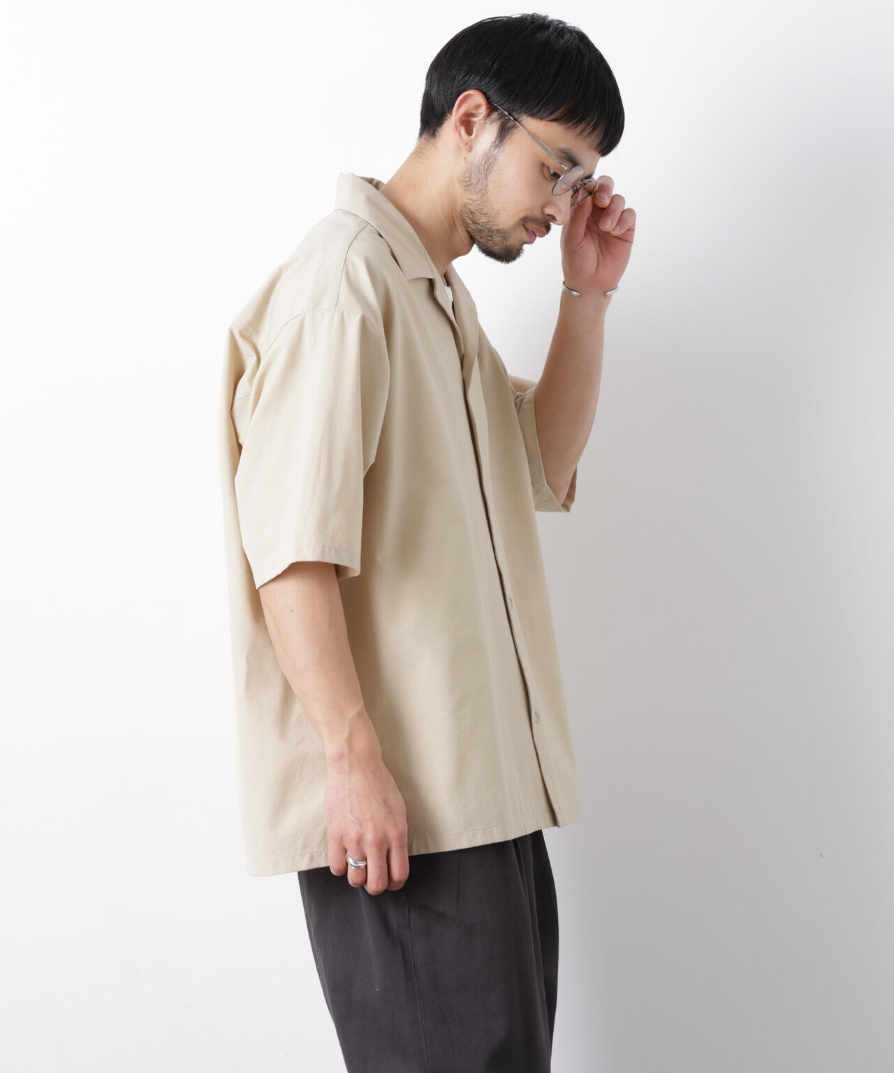 ストレッチワイド オープンカラーシャツ 半袖