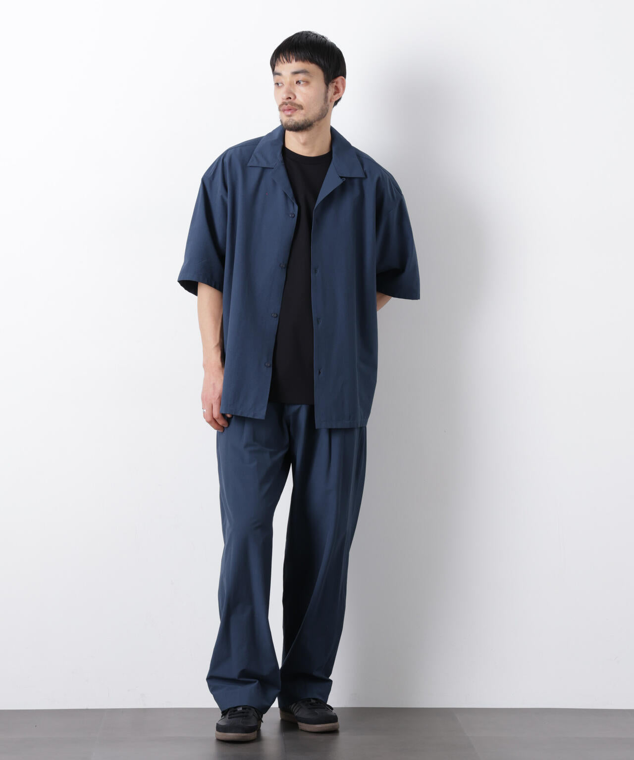 【BARENA】ストレッチ レギュラーカラー半袖シャツ 高島縮 20/20 スタンドカラー半袖シャツ／花の歌（はなのうた）