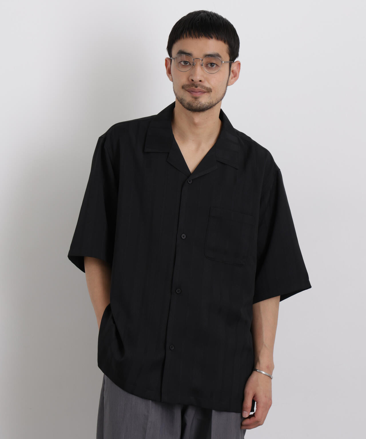ジャガードストライプシャツ 半袖 6726121212