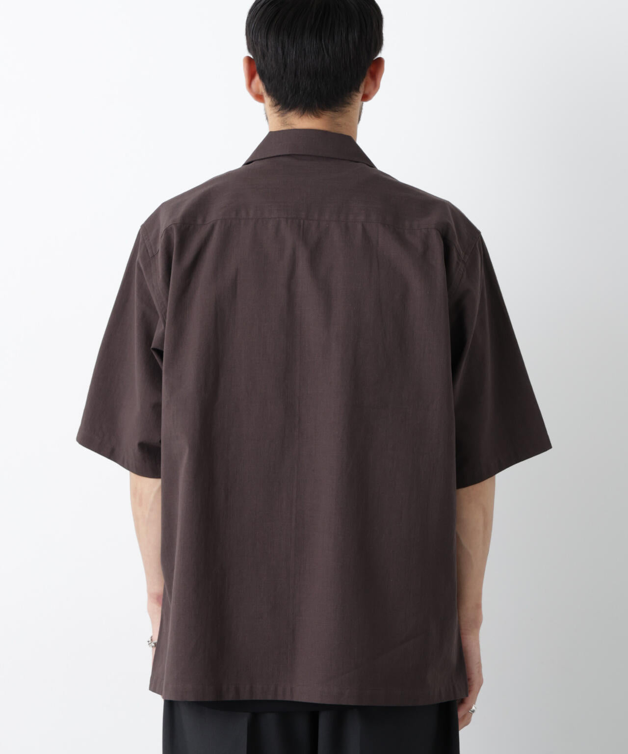 刺繍入りネイビー半袖シャツ　【9月末まで掲載】 コットン刺繍シャツ 半袖