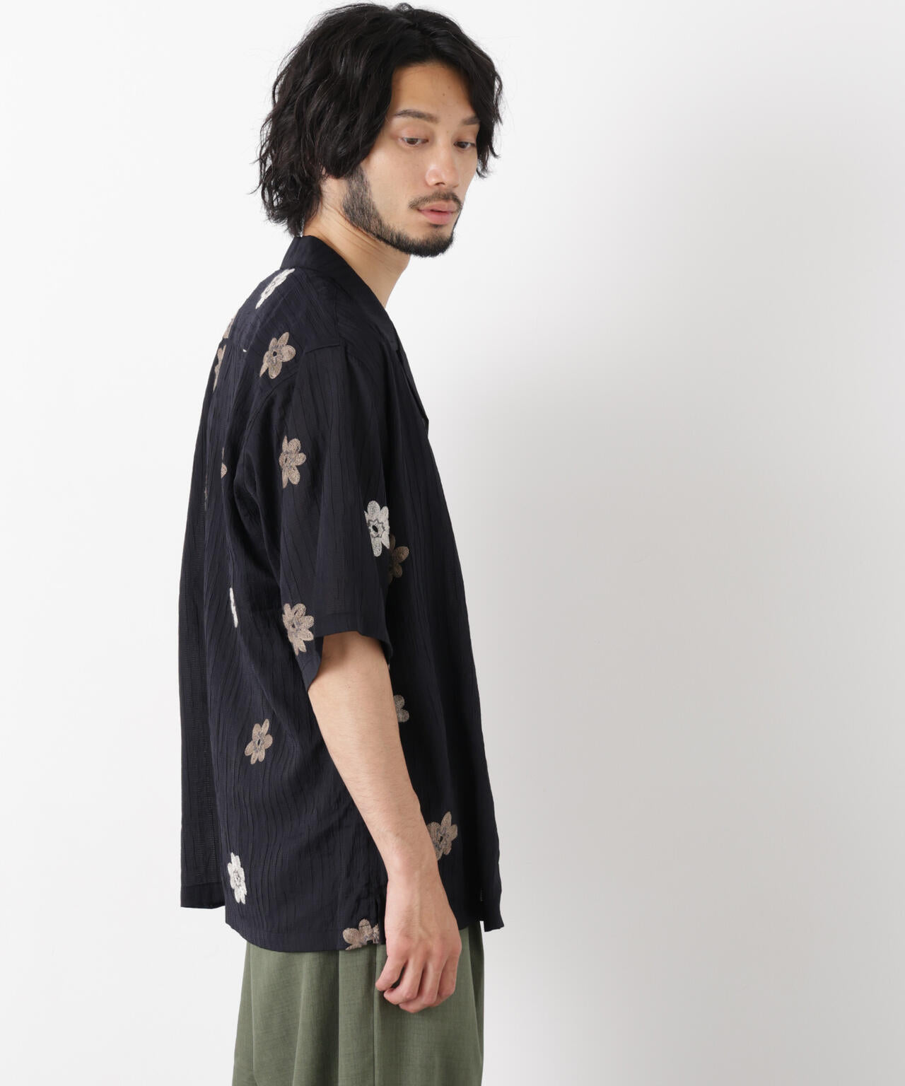 フラワー刺繍シャツ 半袖 6726121217