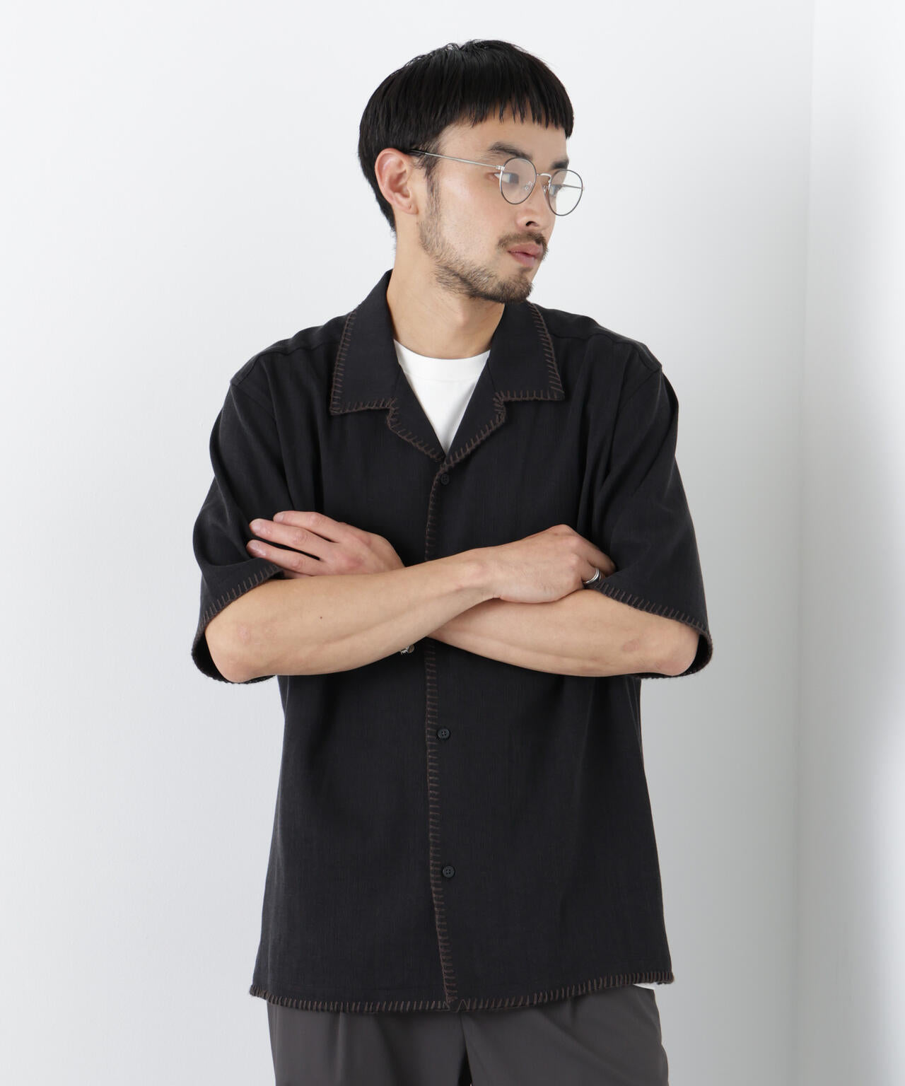 ブランケットステッチシャツ 半袖 6726121218