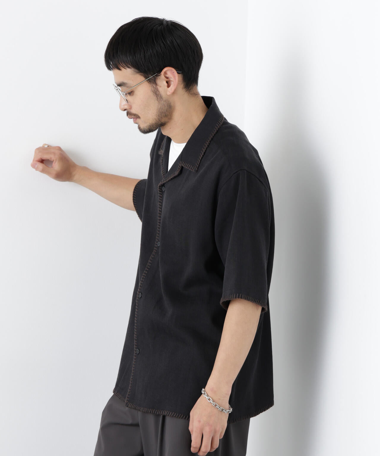 ブランケットステッチシャツ 半袖 6726121218