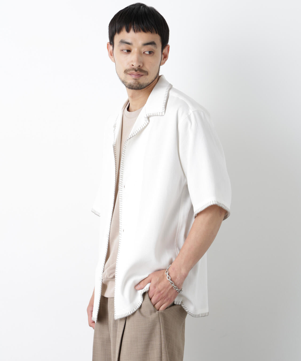 ブランケットステッチシャツ 半袖 6726121218