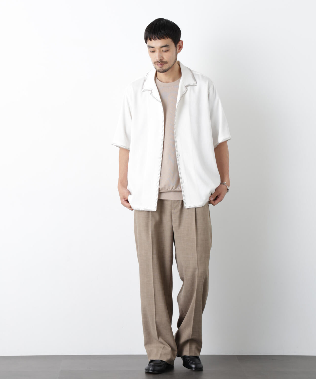 ブランケットステッチシャツ 半袖 6726121218