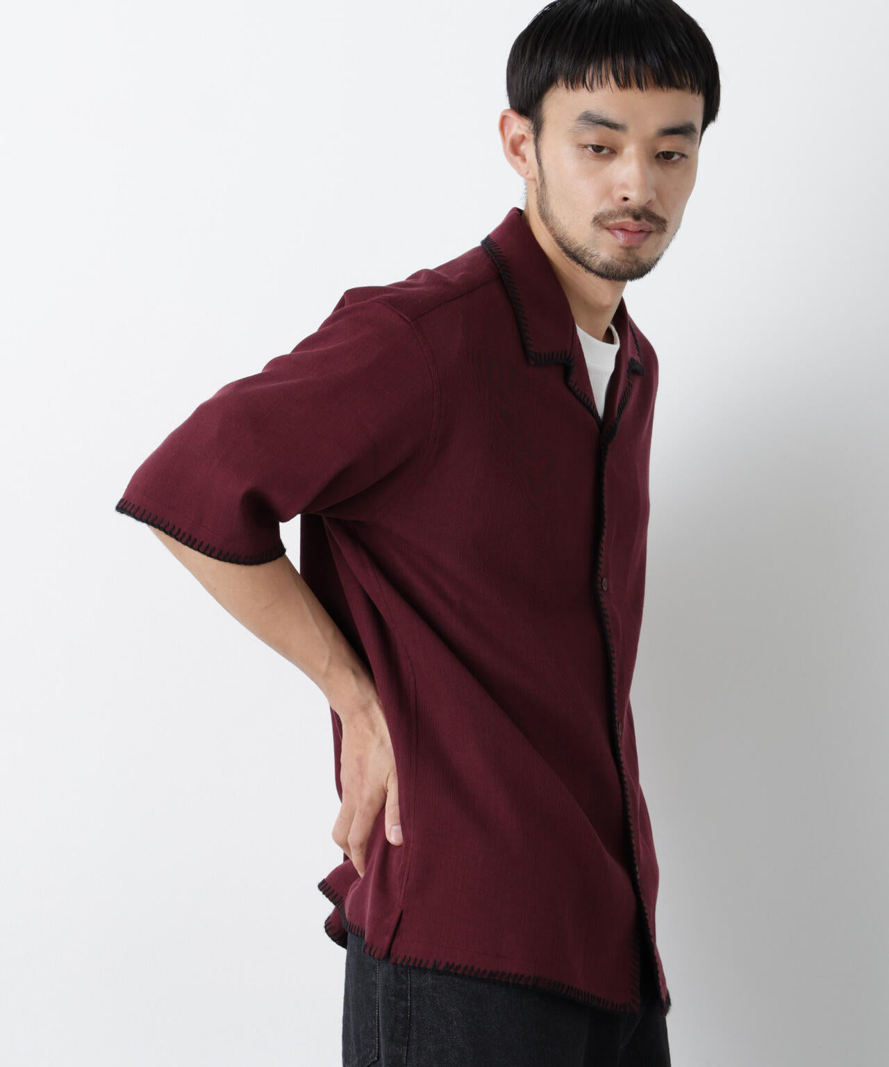 ブランケットステッチシャツ 半袖 6726121218