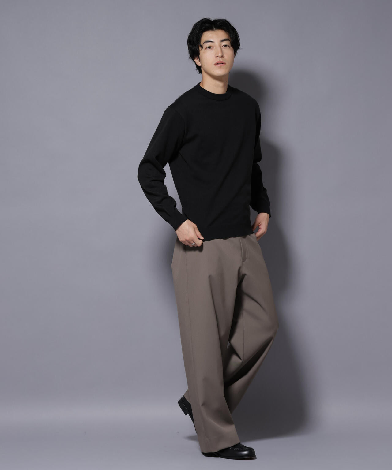 ダブルフェイスストレッチモックネックニット 6726122205