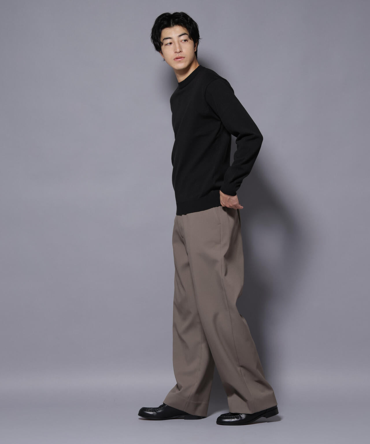 ダブルフェイスストレッチモックネックニット 6726122205