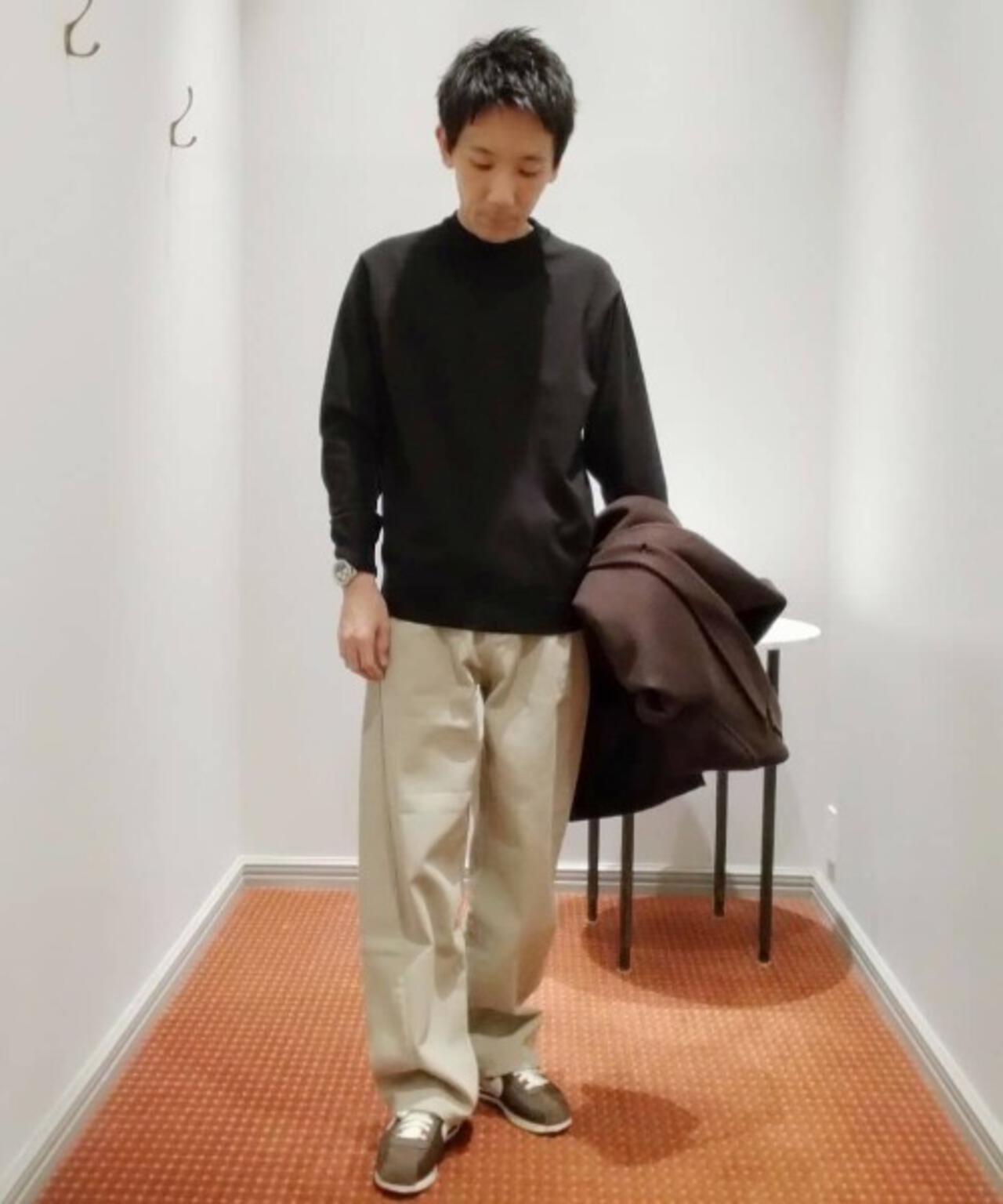 ダブルフェイスストレッチモックネックニット