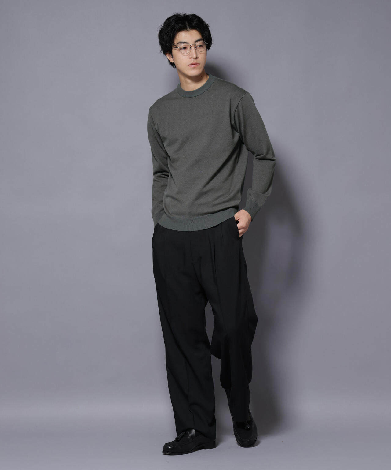 ダブルフェイスストレッチモックネックニット 6726122205