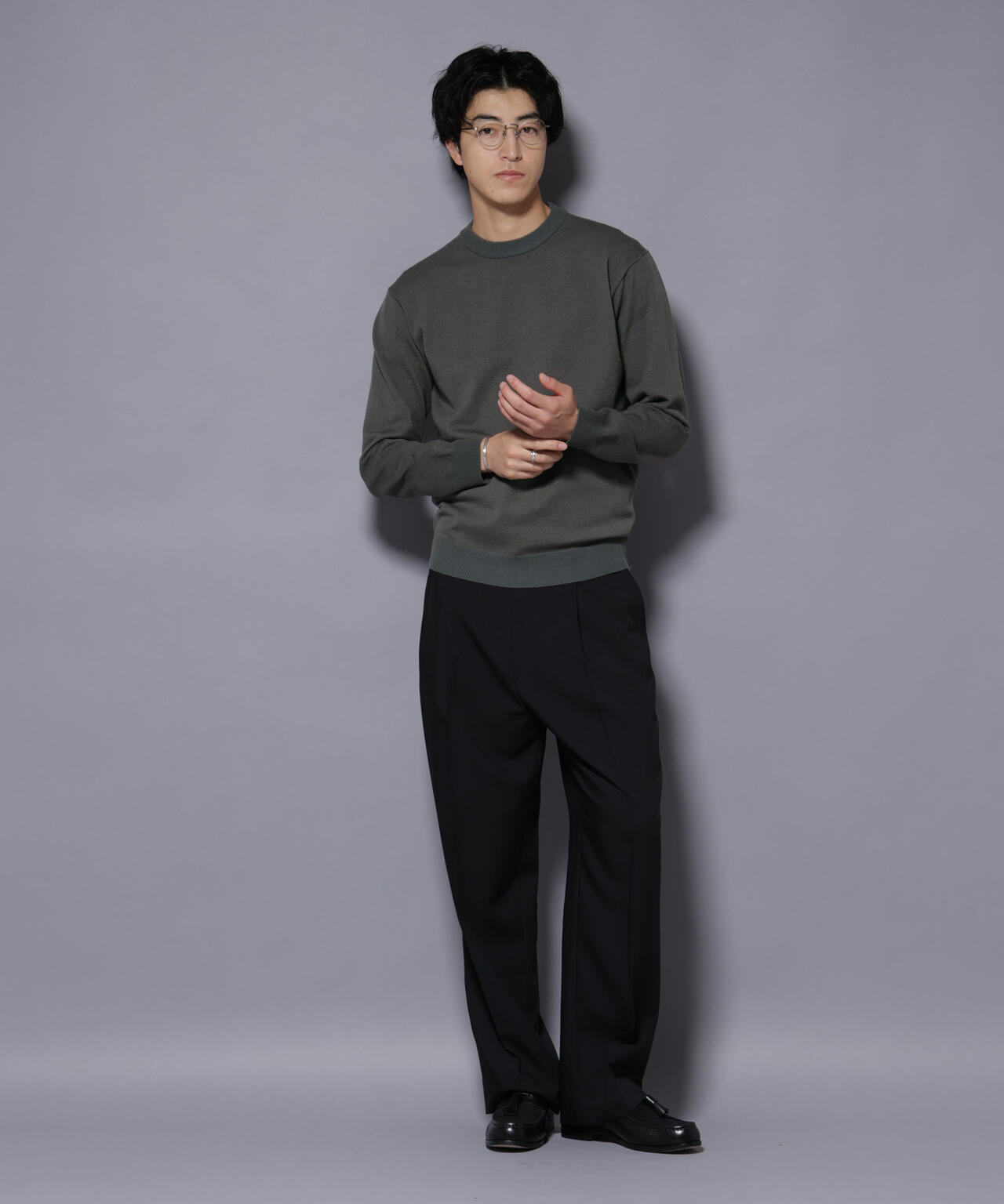 ダブルフェイスストレッチモックネックニット 6726122205