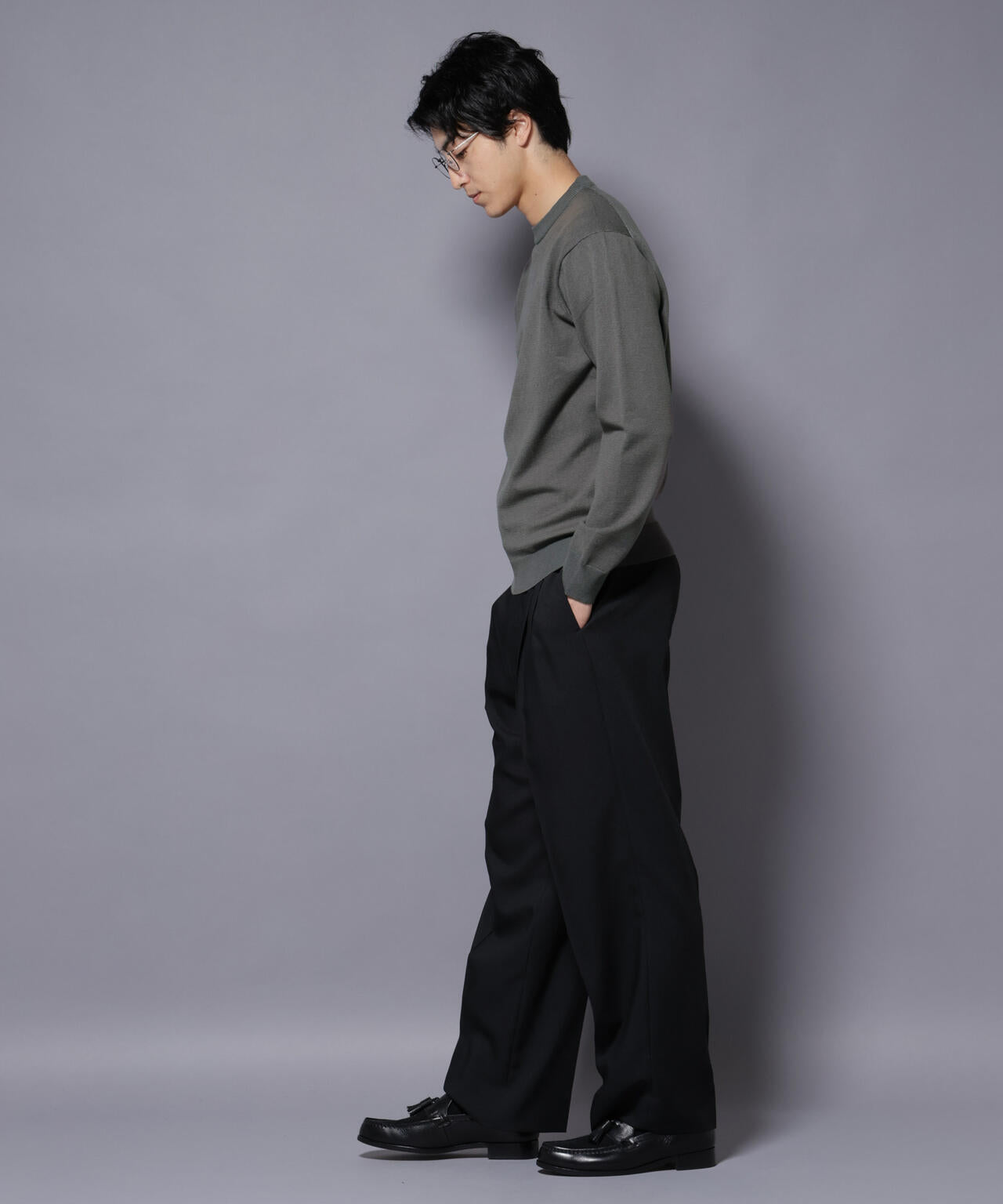 ダブルフェイスストレッチモックネックニット 6726122205