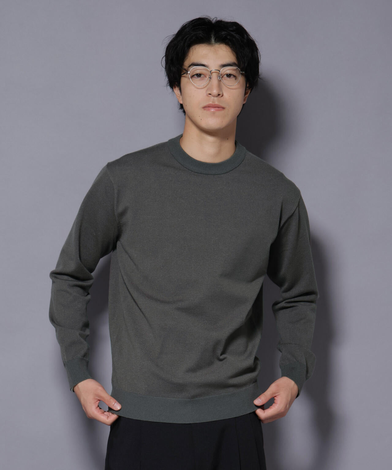 ダブルフェイスストレッチモックネックニット 6726122205