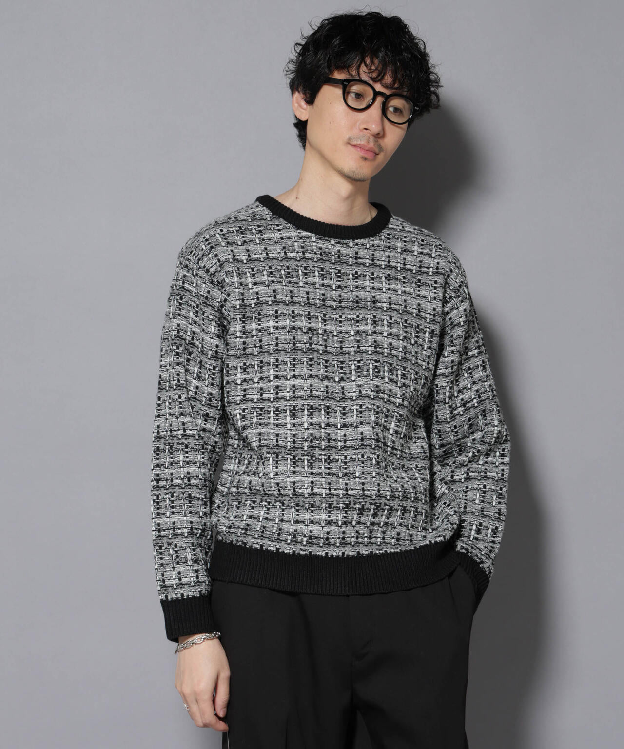 ツイードジャガードニット