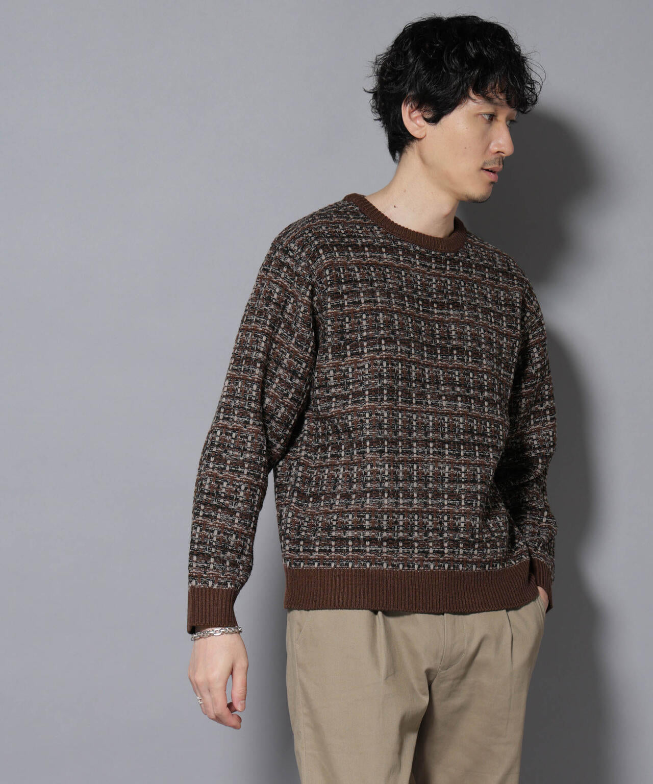 ツイードジャガードニット