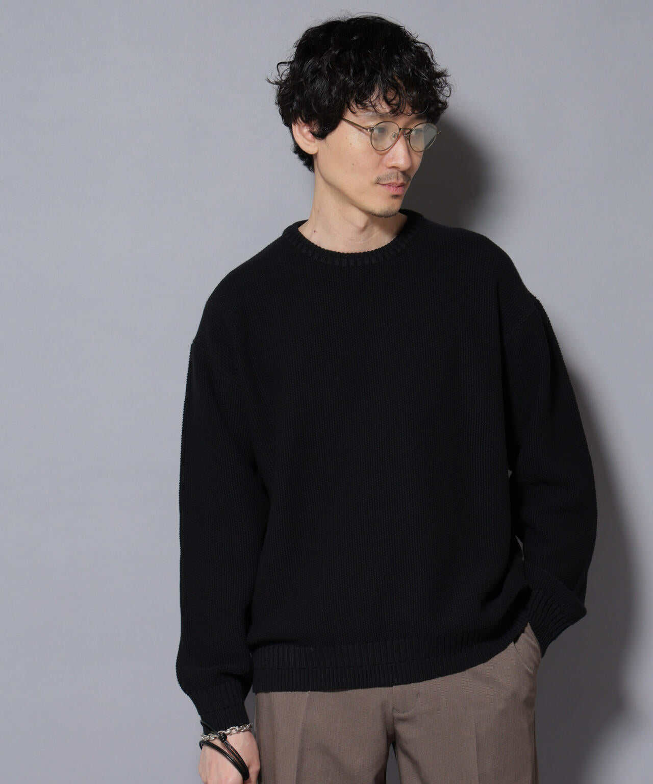 コットンMIXバルキーカノコクルーネックニット 6726122209