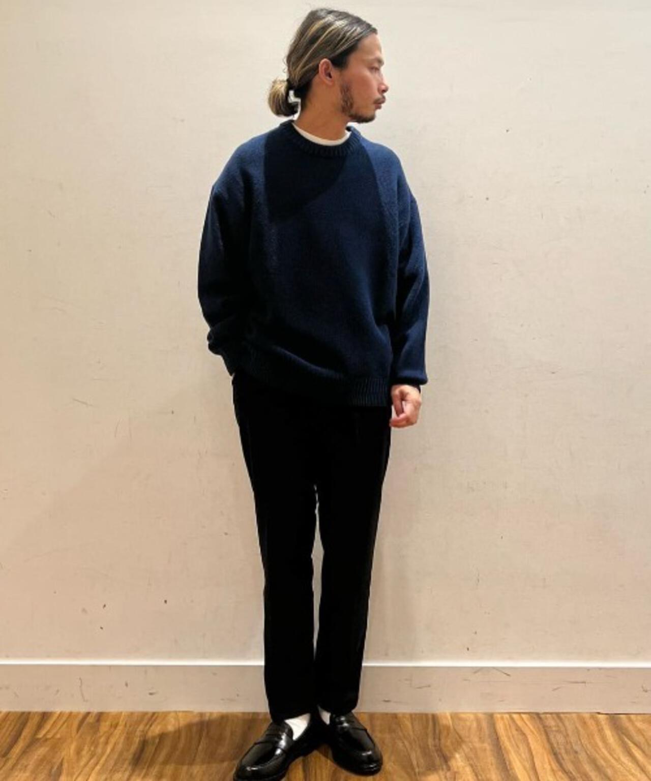 コットンMIXバルキーカノコクルーネックニット