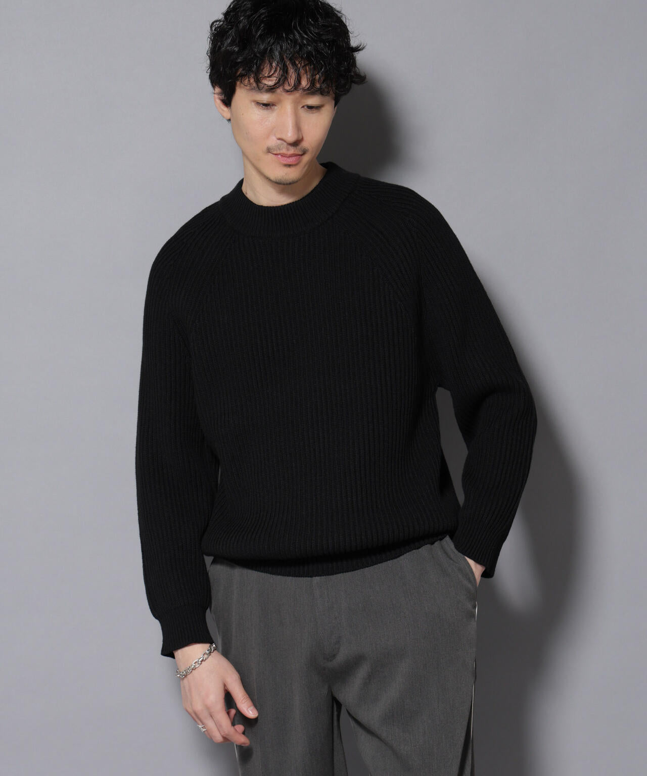 コットンMIXバルキーモックネックニット 6726122210