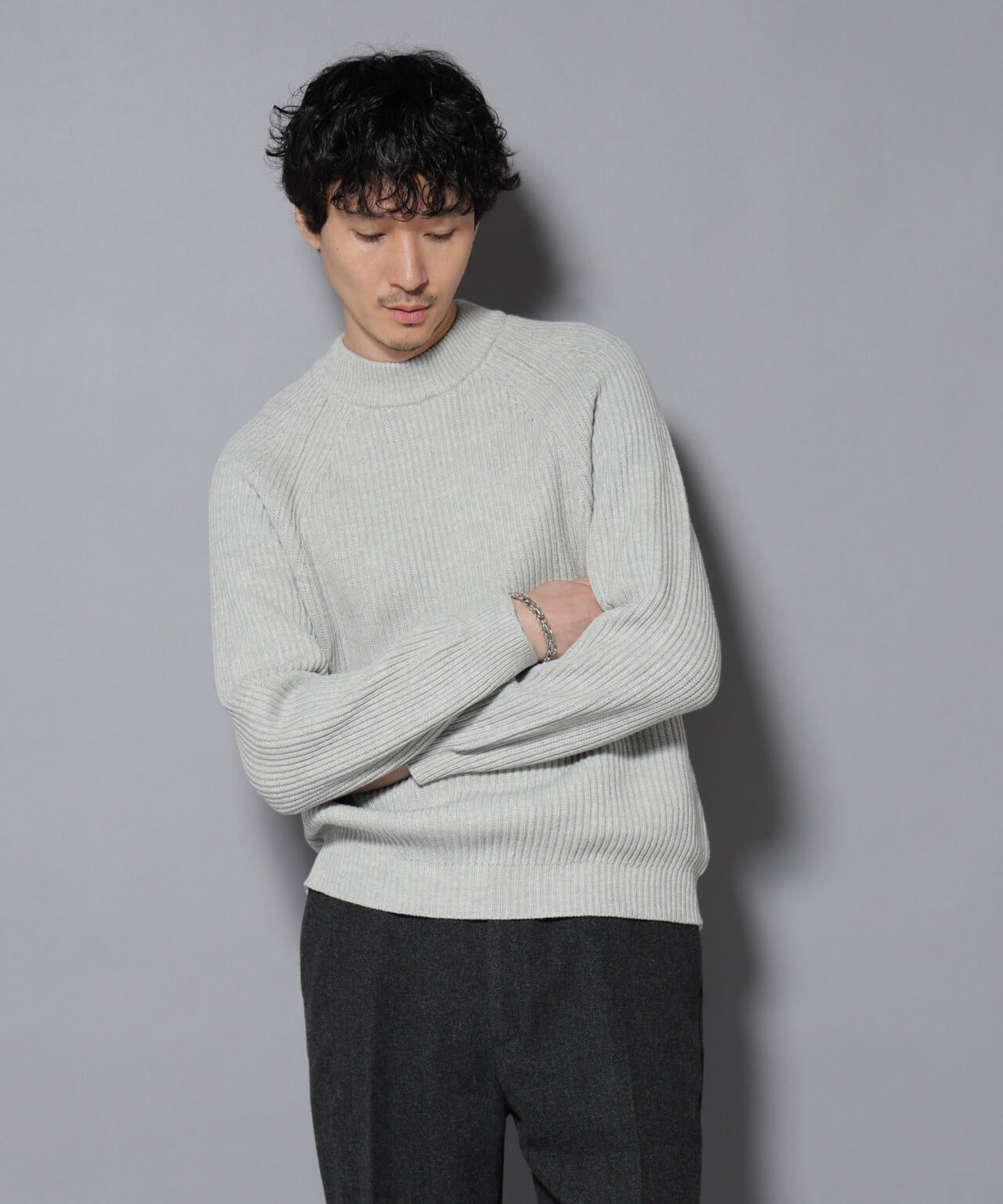 コットンMIXバルキーモックネックニット 6726122210