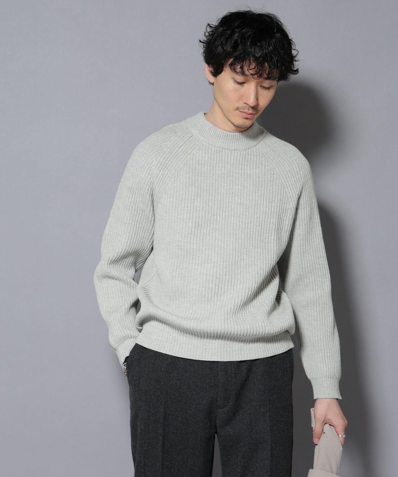 コットンMIXバルキーモックネックニット 6726122210