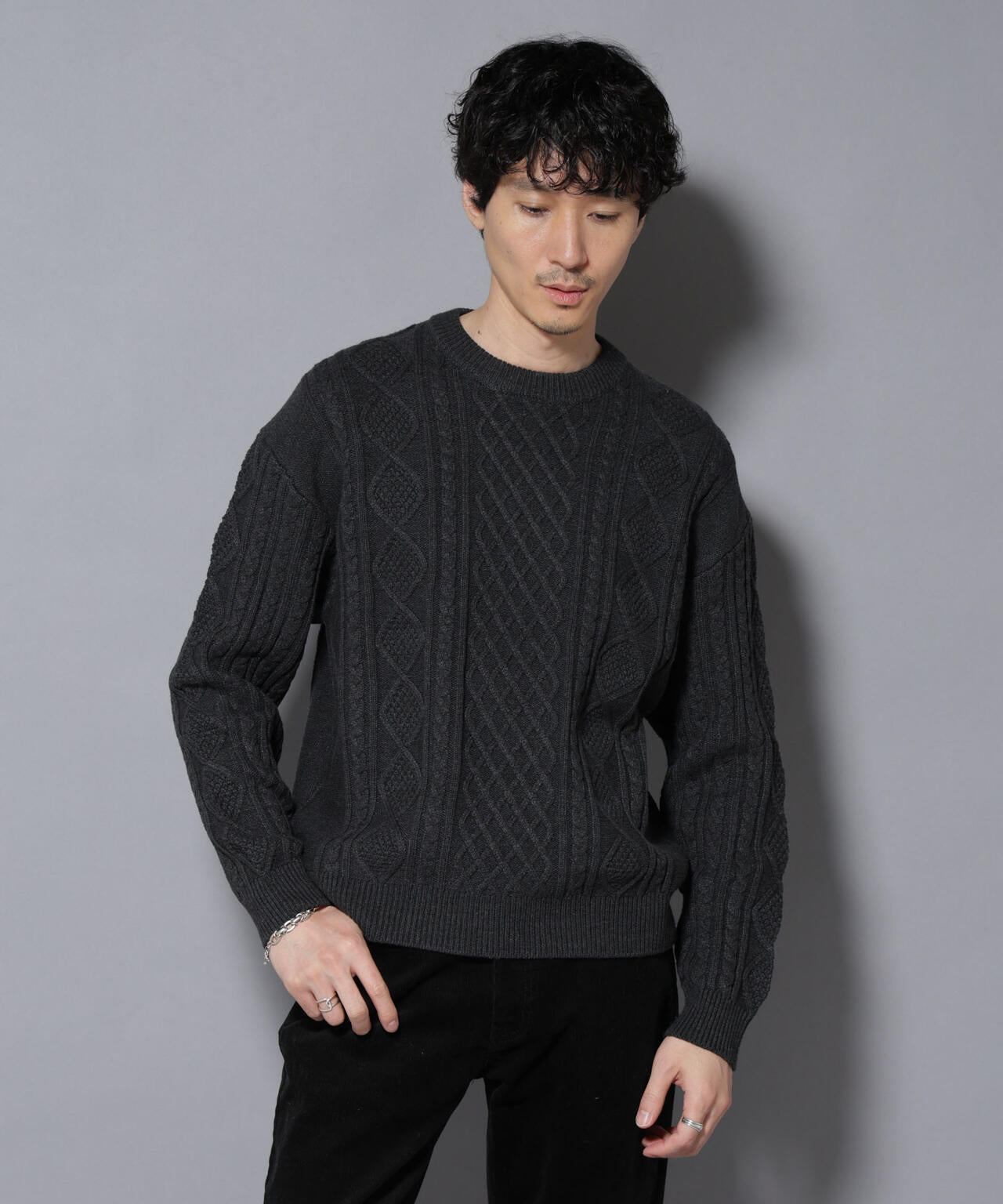 コットンMIXバルキーケーブルニット 6726122211