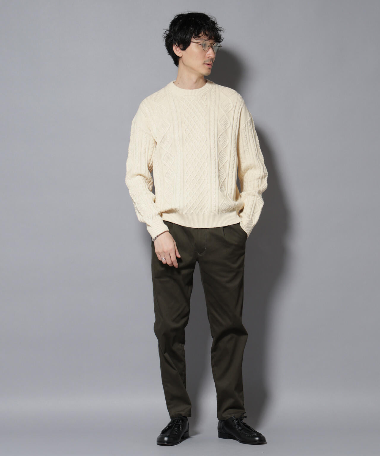 コットンMIXバルキーケーブルニット 6726122211