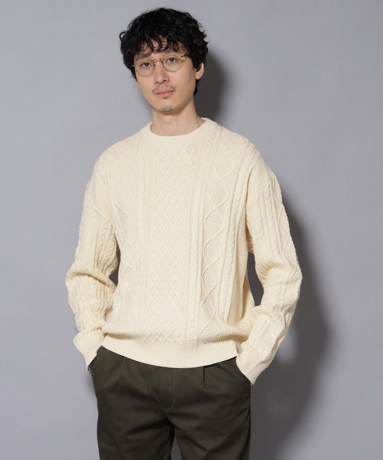 コットンMIXバルキーケーブルニット 6726122211