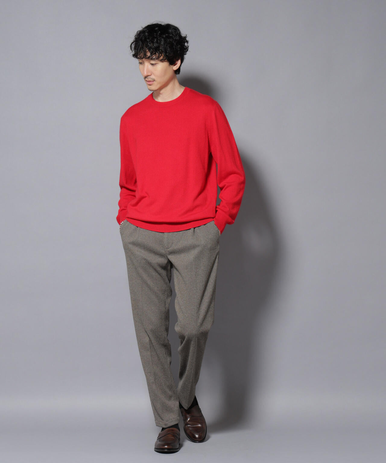 Drawer ウールカシミヤ天竺編みクルーネック ニット 1 カシミヤミックスクルーネックニット