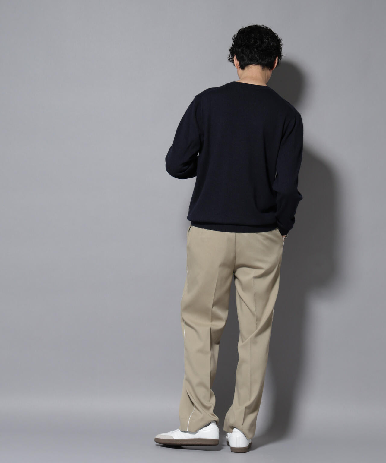 新品未使用 ナノユニバース カシミヤシルク クルーネック ニット ネイビー カシミヤミックスクルーネックニット