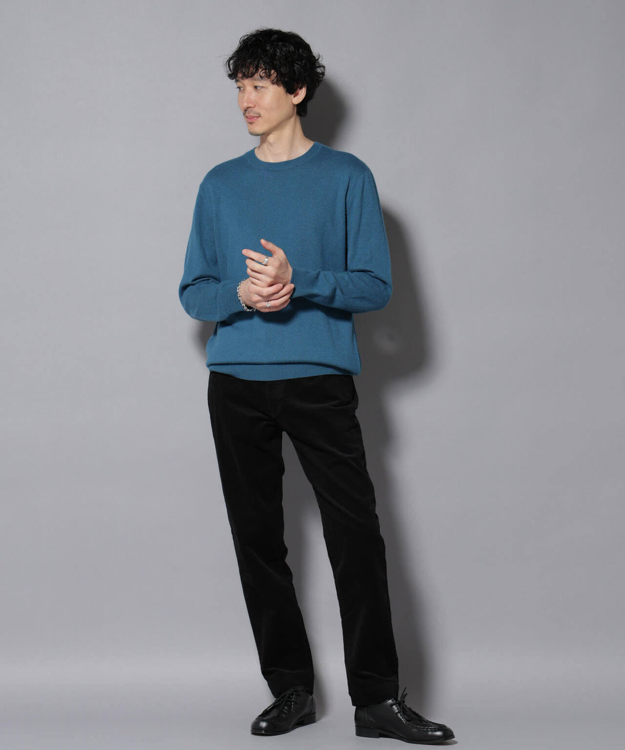 美品 ドゥーズィエムクラス 圧縮ウールカシミヤミックス ニット ボートネック 紺 ウール混タム・ボートネックニット/DoCLASSE