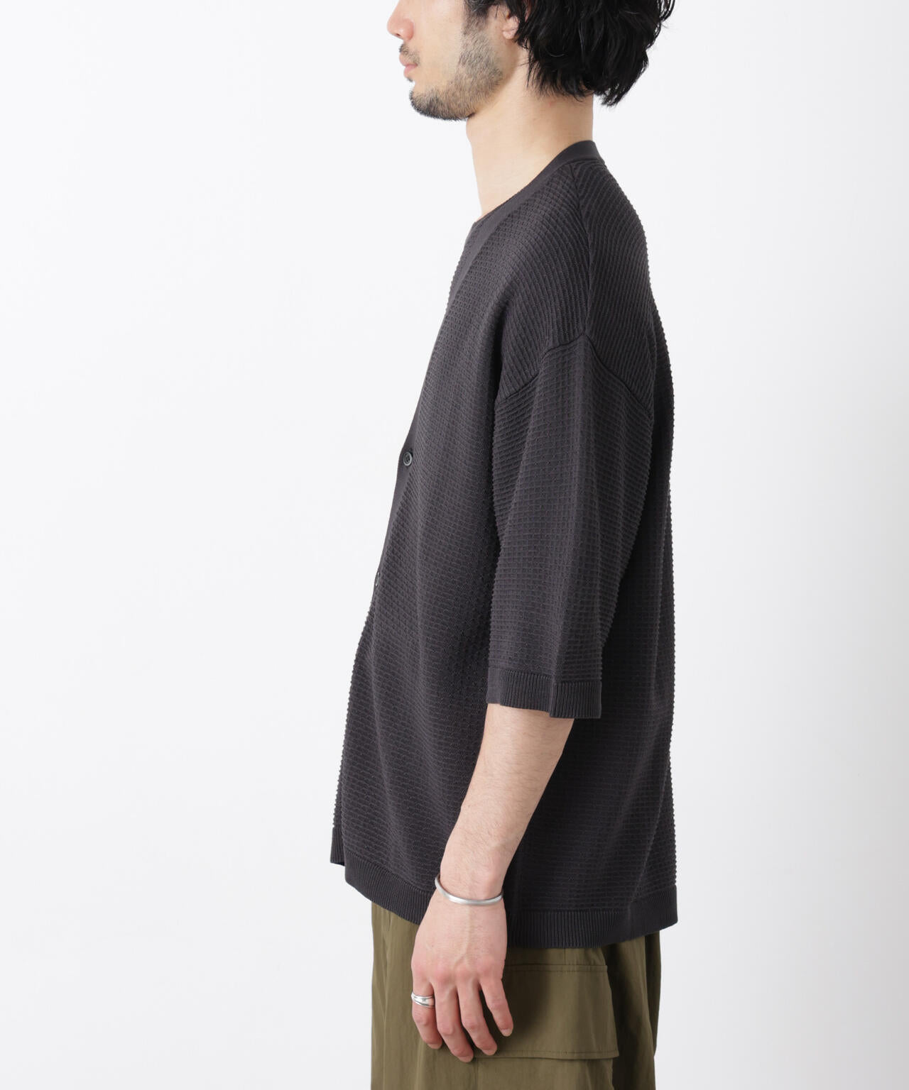 エアリードレープ ニットカーディガン 5分袖 6726122216