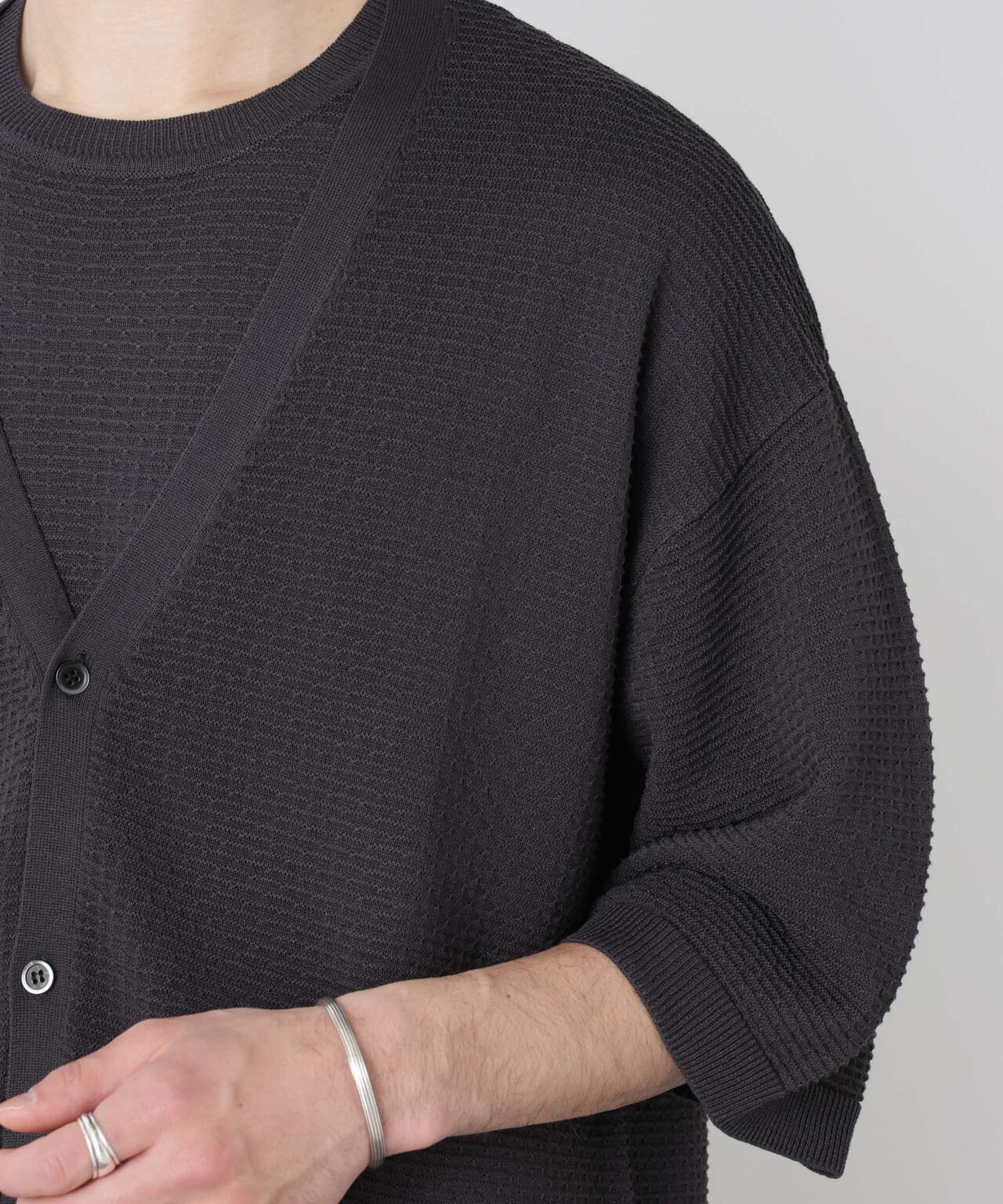 エアリードレープ ニットカーディガン 5分袖 6726122216