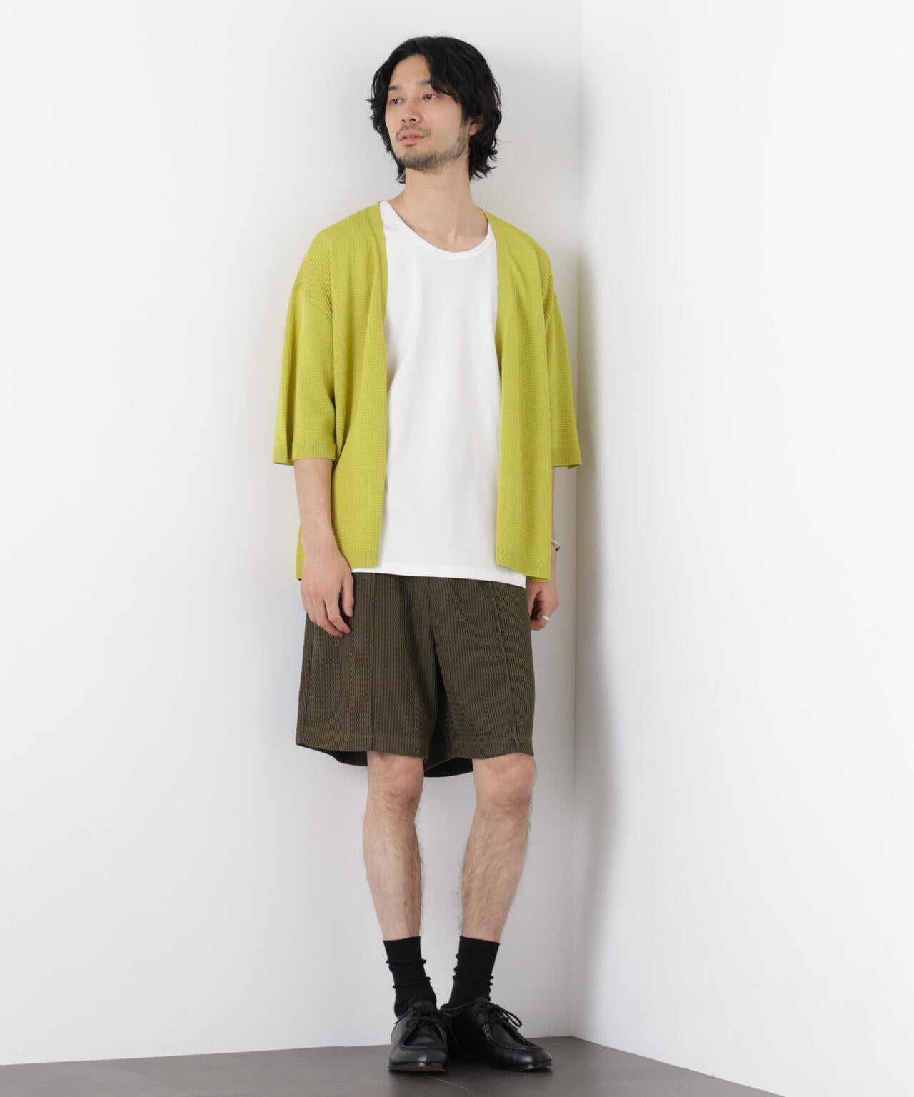 エアリードレープ ニットカーディガン 5分袖 6726122216