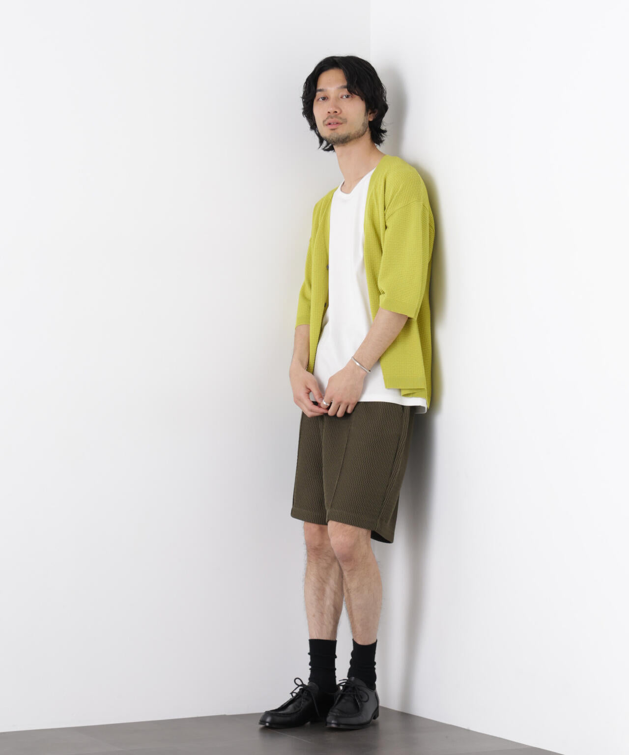 エアリードレープ ニットカーディガン 5分袖 6726122216