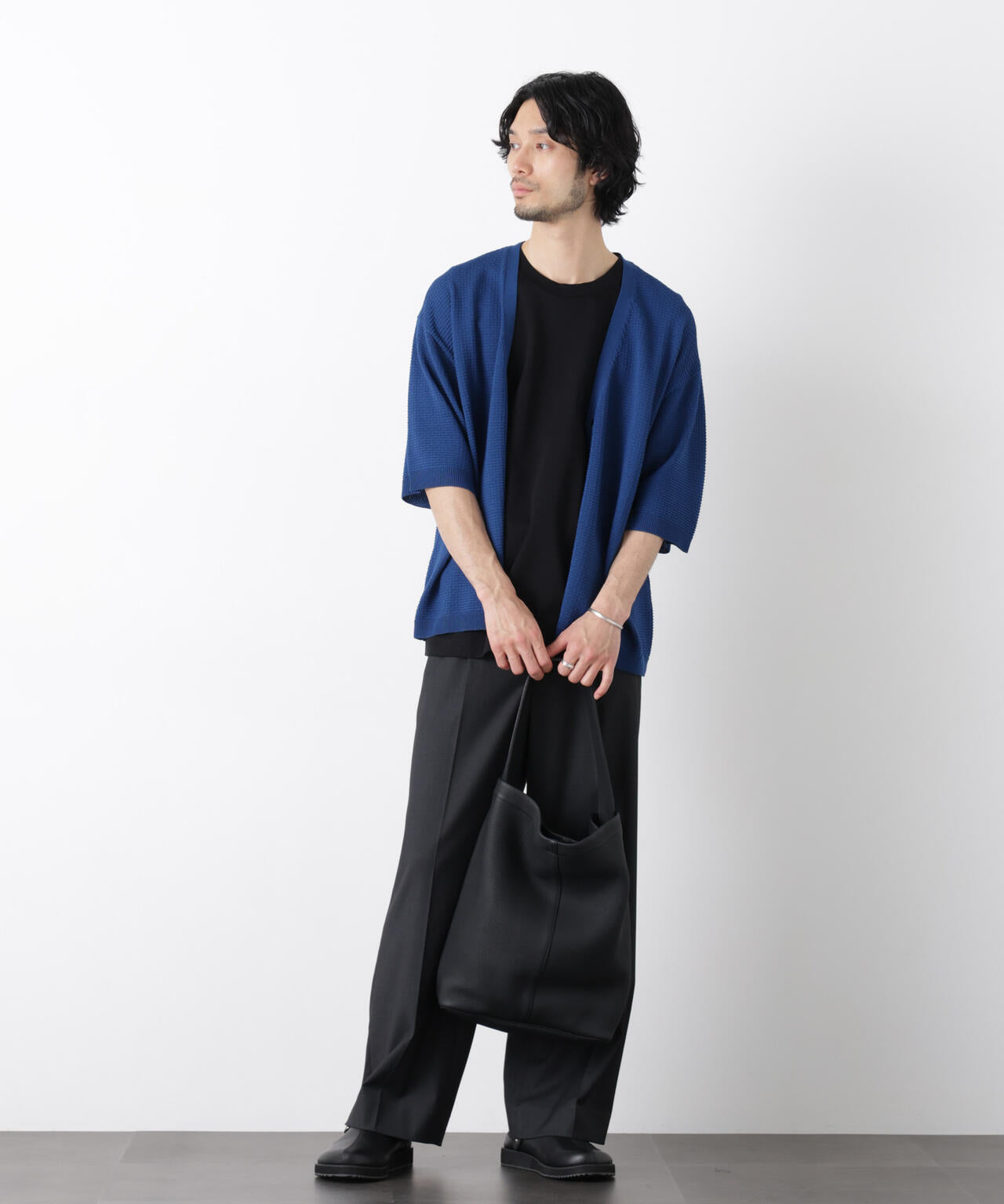 エアリードレープ ニットカーディガン 5分袖 6726122216