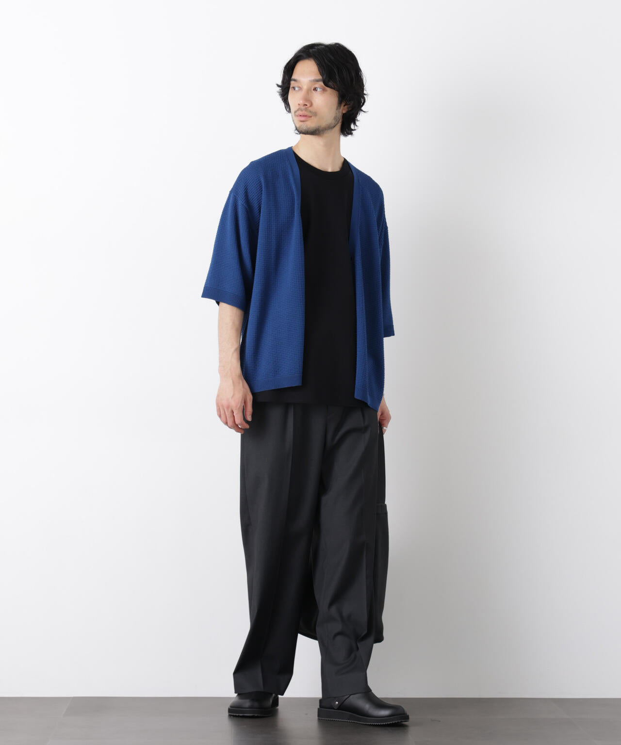 エアリードレープ ニットカーディガン 5分袖 6726122216