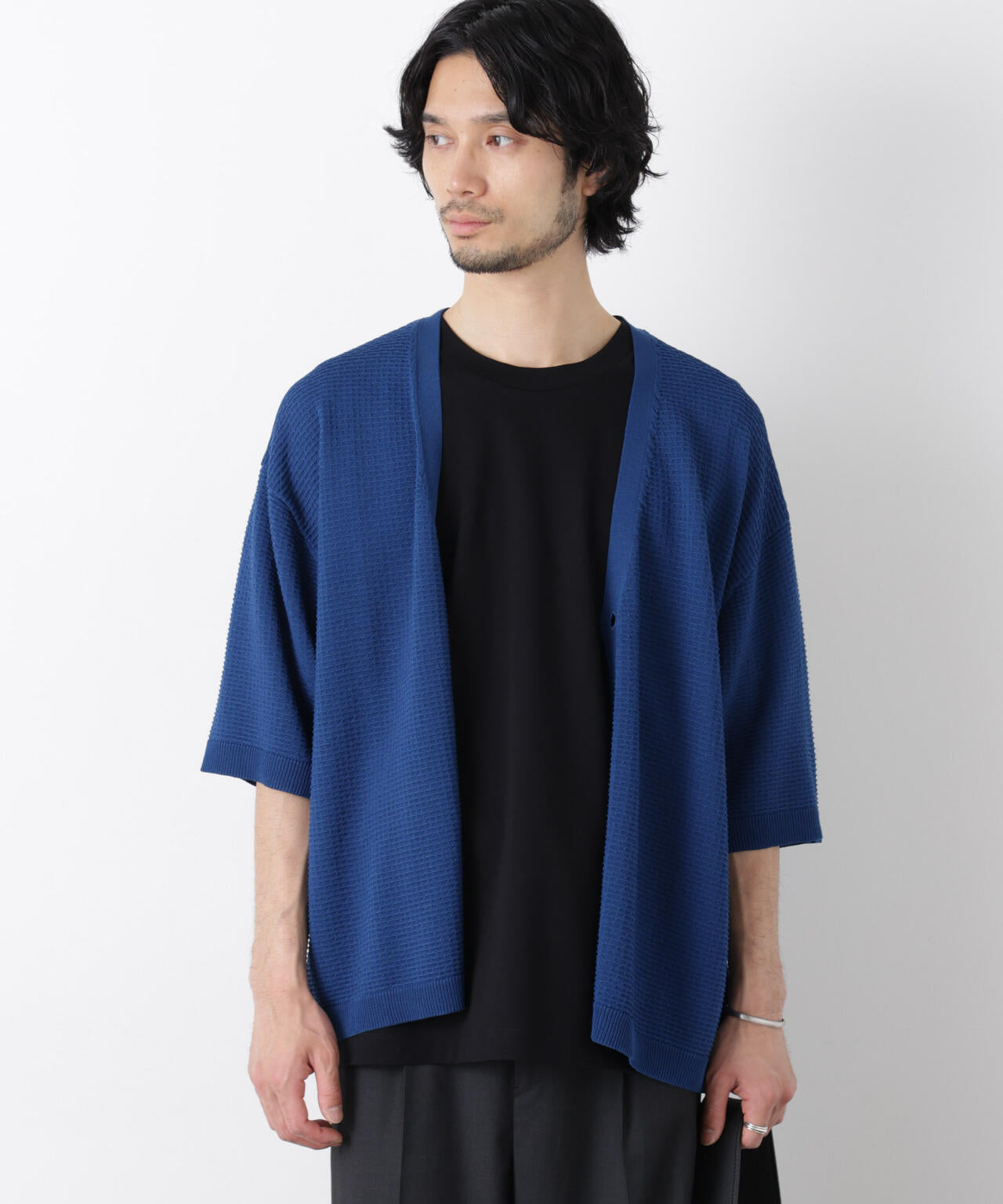 エアリードレープ ニットカーディガン 5分袖 6726122216