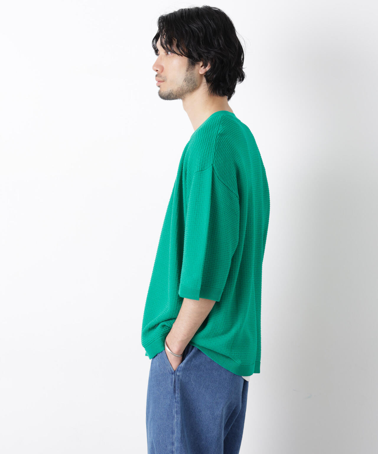 エアリードレープ ニットカーディガン 5分袖 6726122216