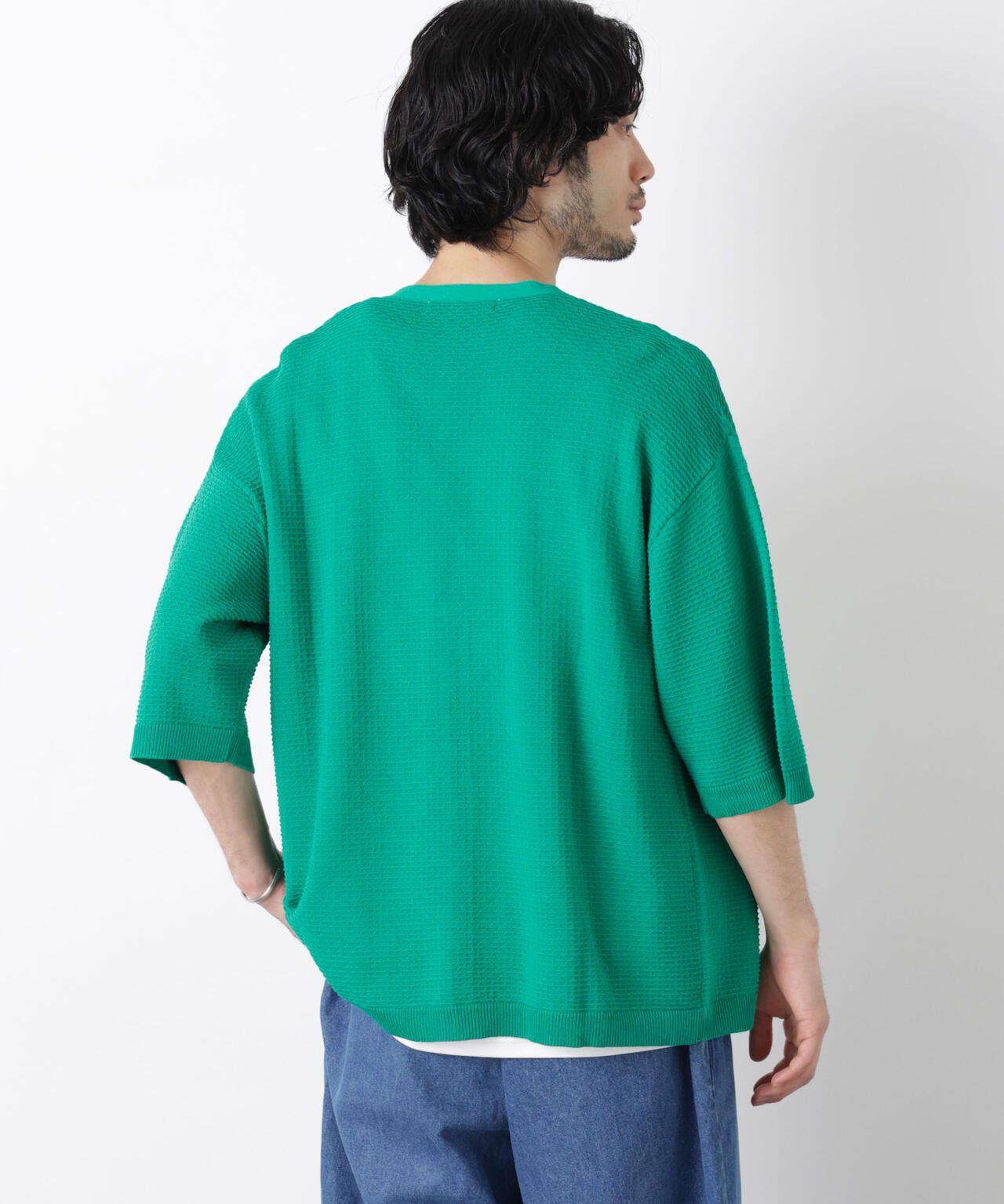 エアリードレープ ニットカーディガン 5分袖 6726122216