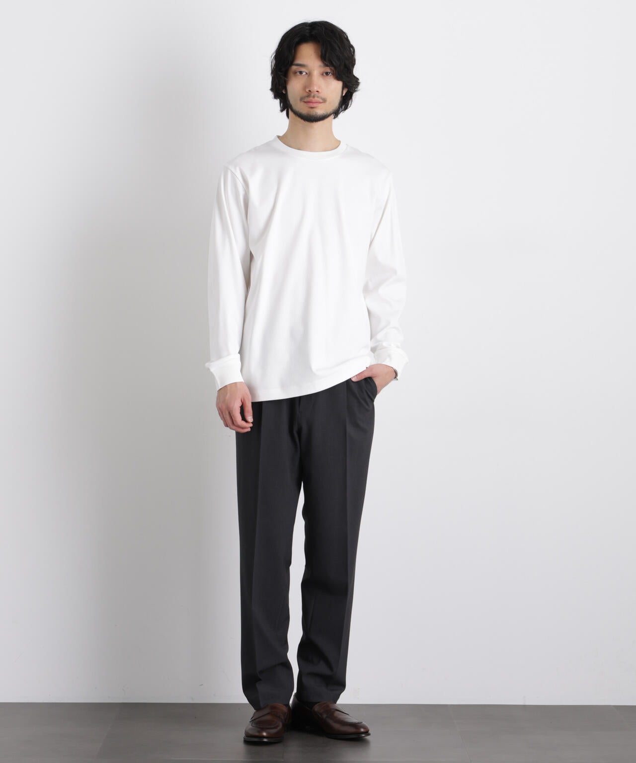 アンチスメルクルーネックTシャツ 長袖 6726123201