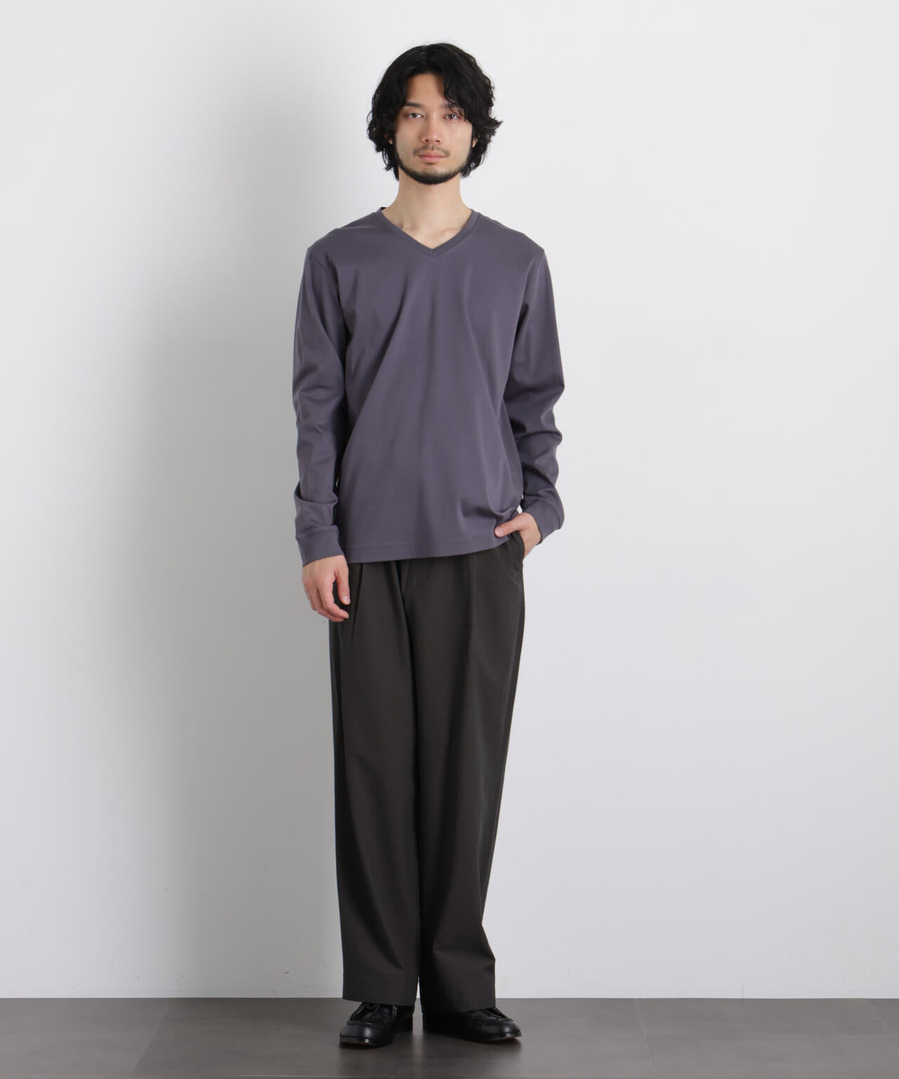 アンチスメルVネックTシャツ 長袖 6726123202