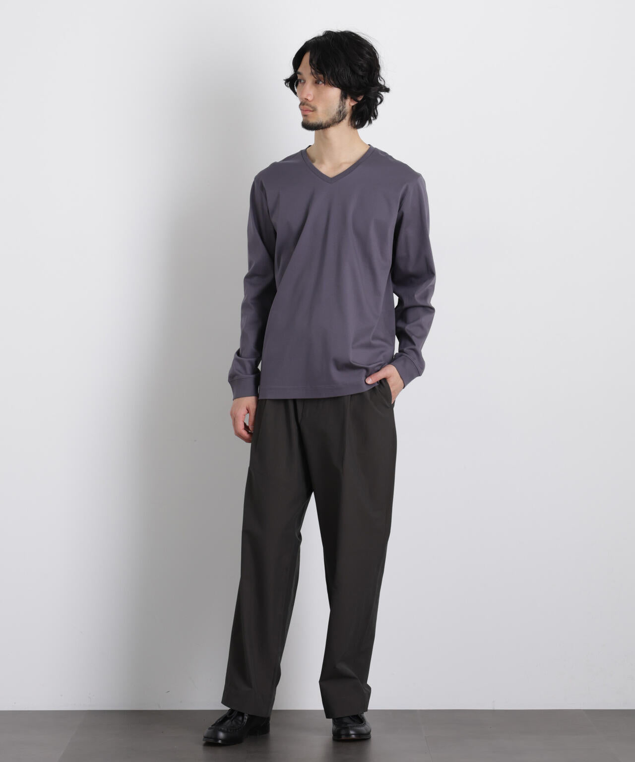 アンチスメルVネックTシャツ 長袖 6726123202