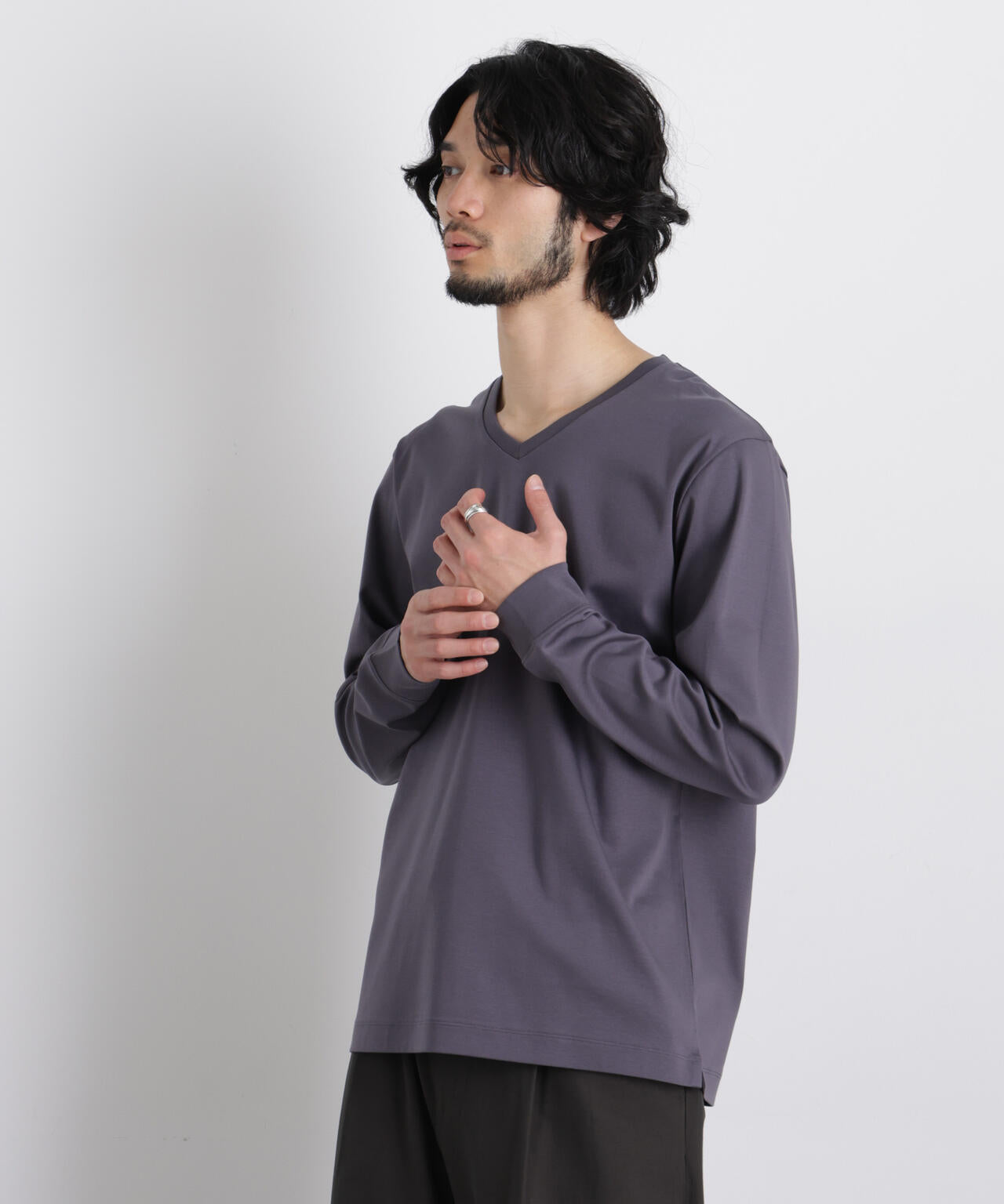 アンチスメルVネックTシャツ 長袖 6726123202