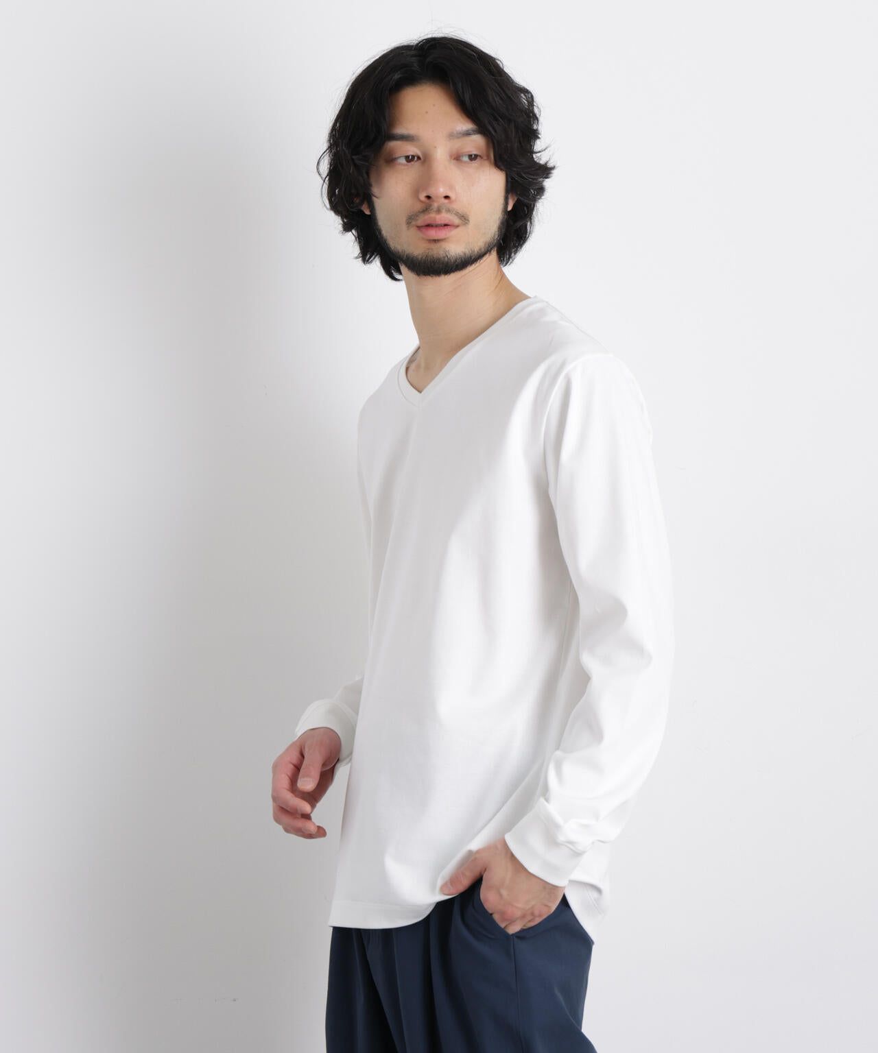 アンチスメルVネックTシャツ 長袖 6726123202